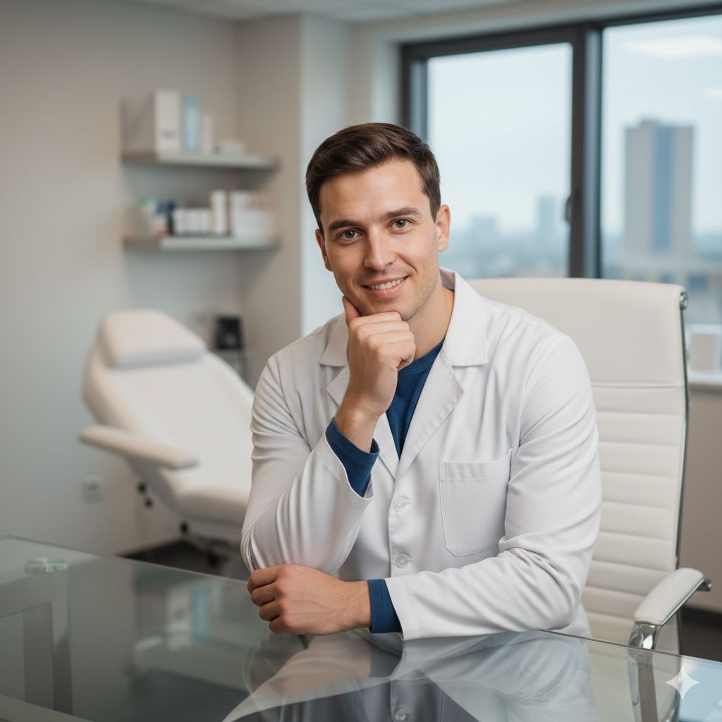 Médico valorando a su paciente para la aplicación de botox y ácido hialurónico